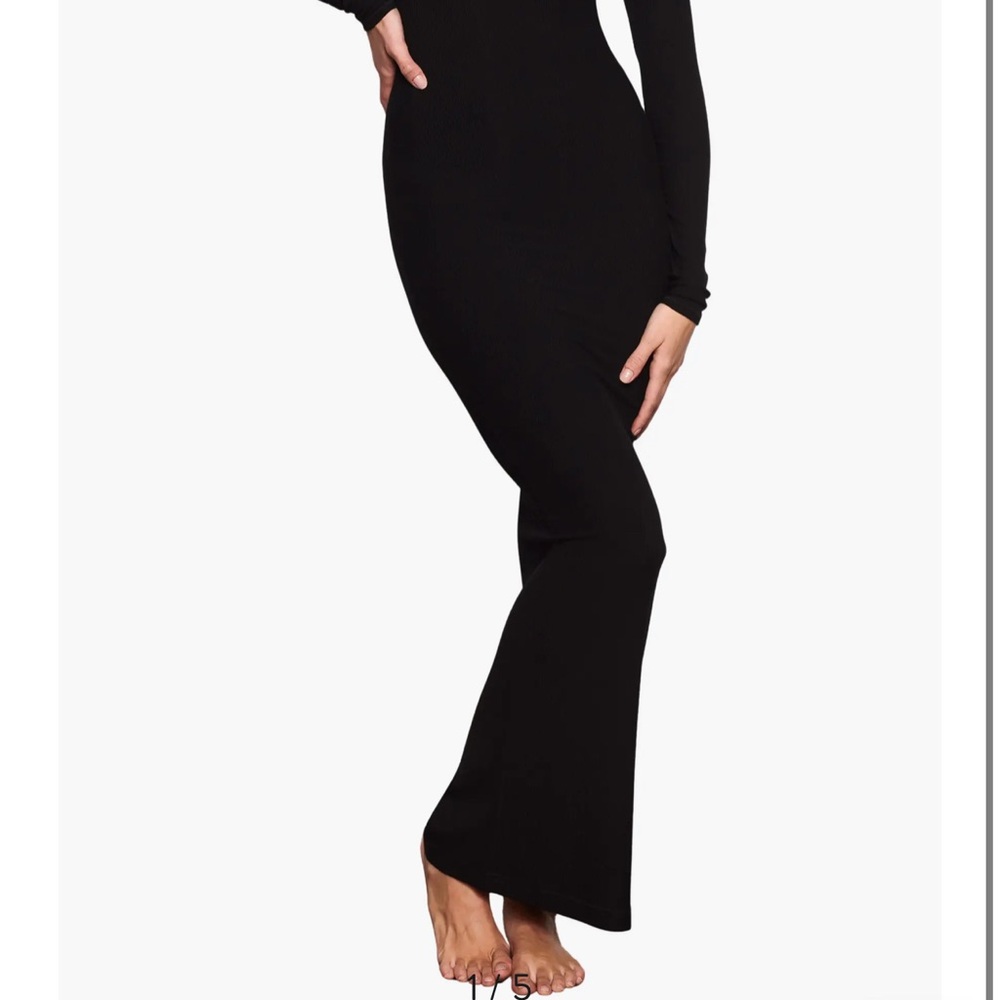 SKIMS Black Maxi Lounge Dress